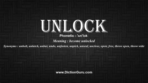 unlock synonym|another way to say unlock.